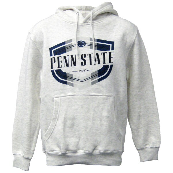 natural oatmeal hooded sweatshirt with Penn State, Athletic Logo, and PSU inside polychrome shield shape